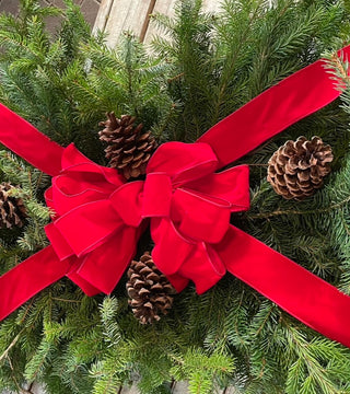 Grave Blanket Classic- Red 3' with pine cones